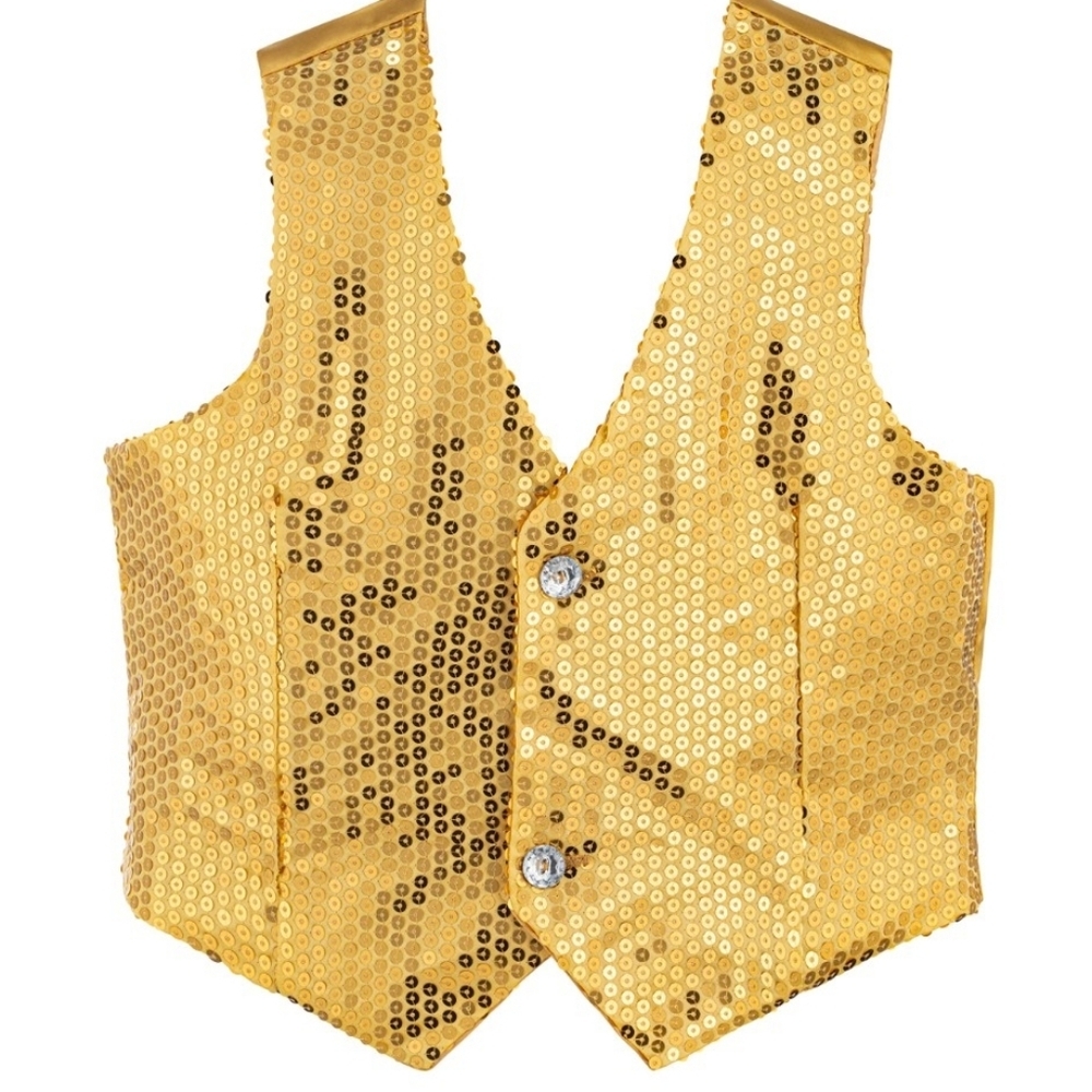 Dress Up America Men Or Womens Gold Sequin Vest Size Med